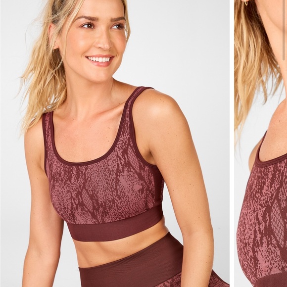 Fabletics Pink & Brown Snake Print Matching Workout Set, Size XS - Picture 5 of 13